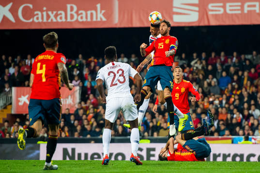 Bjørn Maars Johnsen of Norway and Sergio Ramos of Spain