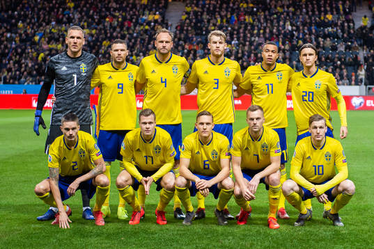 The starting eleven of Sweden, goalkeeper Robin Olsen,