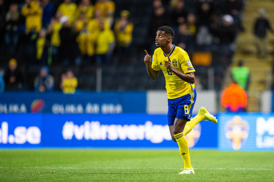 Alexander Isak of Sweden enters the pitch