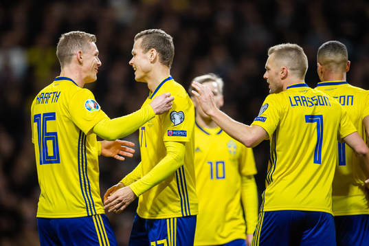 Emil Krafth, Viktor Claesson and Sebastian Larsson of