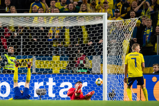 of Romania Claudiu Keseru scores 1-2 and Sebastian Larsson