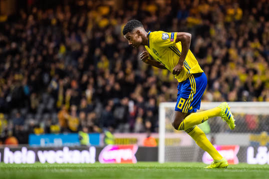 Alexander Isak of Sweden enters the pitch