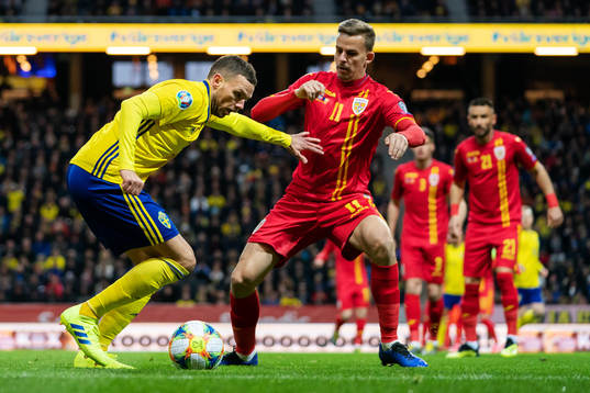 Marcus Berg and Nicusor Bancu of Romania