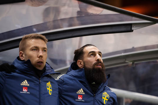 Anton Tinnerholm and Jimmy Durmaz of Sweden