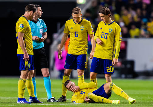 Marcus Berg of Sweden in pain