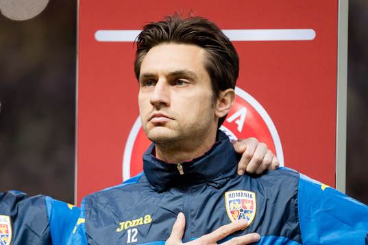 Goalkeeper Ciprian Tatarusanu of Romania ahed of the UEFA