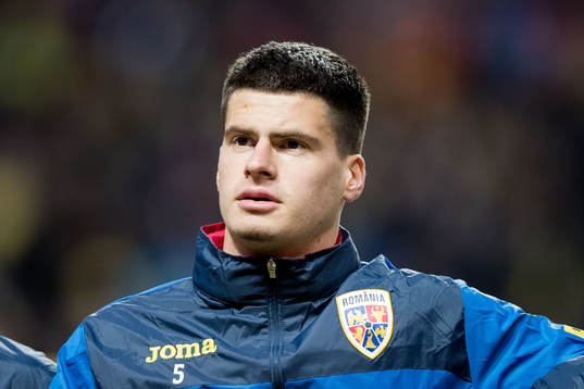 Dan Nistor of Romania ahed of the UEFA Euro Qualifier