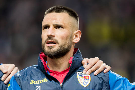 Dragos Grigore of Romania ahed of the UEFA Euro Qualifier