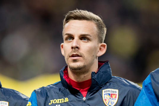 Nicusor Bancu of Romania ahed of the UEFA Euro Qualifier