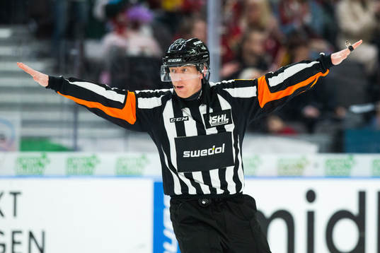 Domare Mikael Holm dömer bort mål för Malmö Redhawks