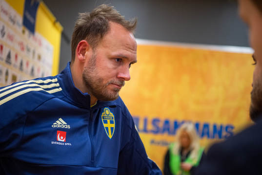 Andreas Granqvist of Sweden is interviewed by media
