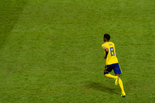 Alexander Isak of Sweden enters the pitch