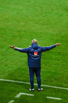 Head coach Janne Andersson of Sweden reacts
