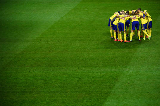 Players of Sweden ahead the UEFA Euro Qualifier football
