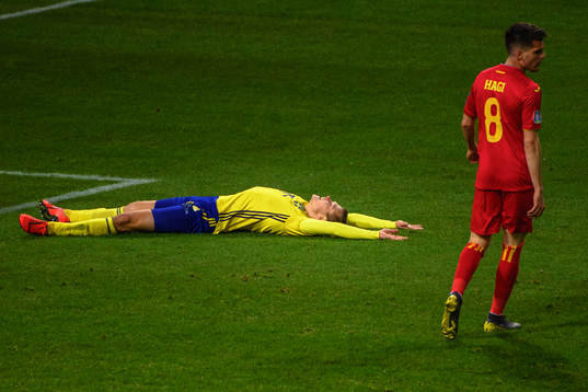 Viktor Claesson of Sweden looks dejected