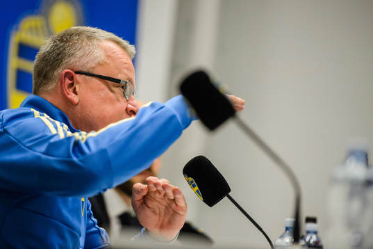 Head coach Janne Andersson of Sweden at a press conference