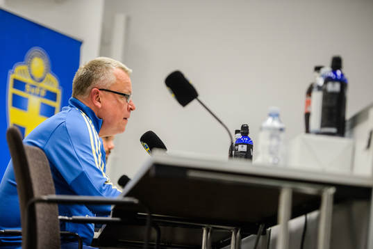 Head coach Janne Andersson of Sweden at a press conference