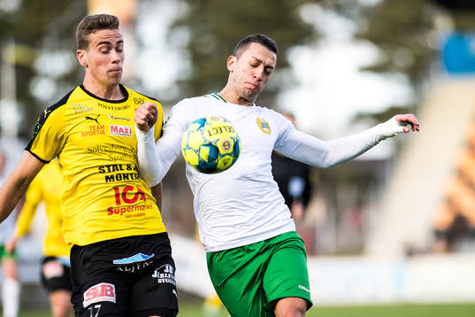 Mjällbys Jacob Ottosson   och Hammarbys Nikola Djurdjic