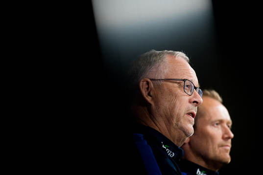Lars Lagerbäck, head coach of Norway, and Svein Graff,
