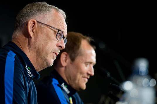 Lars Lagerbäck, head coach of Norway, and Svein Graff,