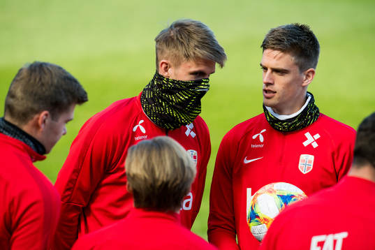 Kristoffer Ajer and Markus Henriksen of Norway
