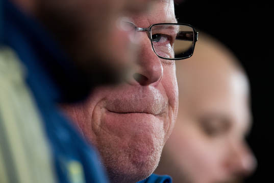 Andreas Granqvist and head coach Janne Andersson of the