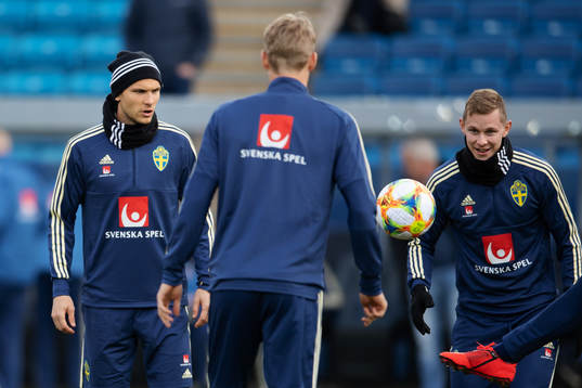 Albin Ekdal and Emil Krafth of the Swedish national