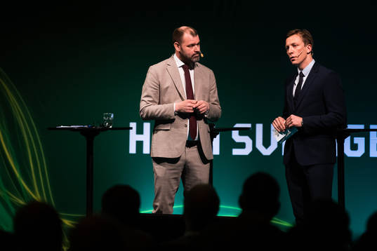 Daniel Kristiansson, konfrencier och Mats Enquist,