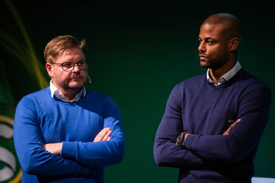 Trelleborgs tränare Peter Swärdh och Salif Camara Jönsson