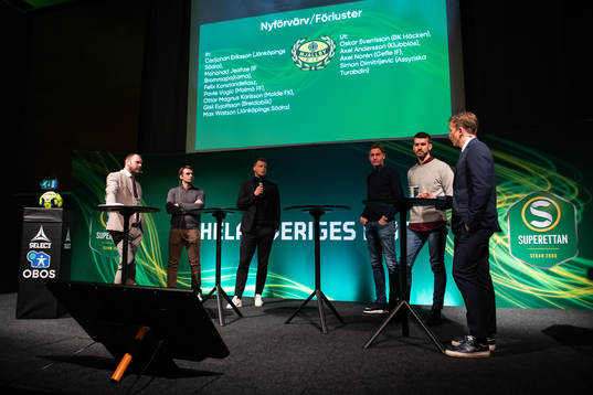 Daniel Kristiansson, konferencier, Mjällbys tränare Milos