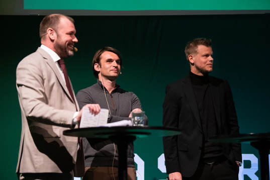 Daniel Kristiansson, konferencier, Mjällbys tränare Milos