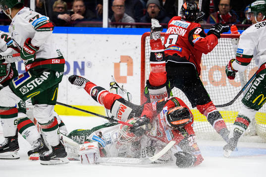 Malmö Redhawks Christoffer Forsberg och Frölundas