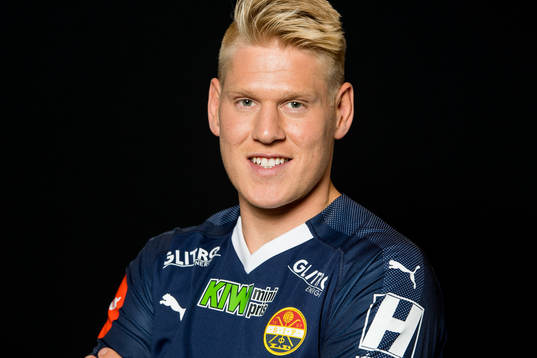 Jakob Glesnes of Strømsgodset poses for a portrait
