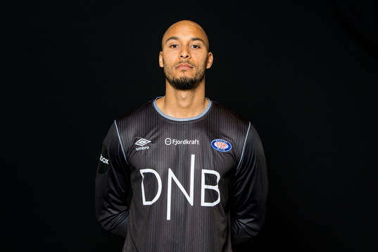 Goalkeeper Adam Larsen Kwarasey of Vålerenga poses for a