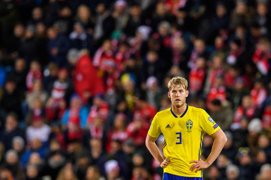 Filip Helander of Sweden looks dejected