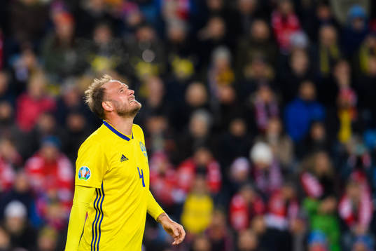 Andreas Granqvist of Sweden looks dejected