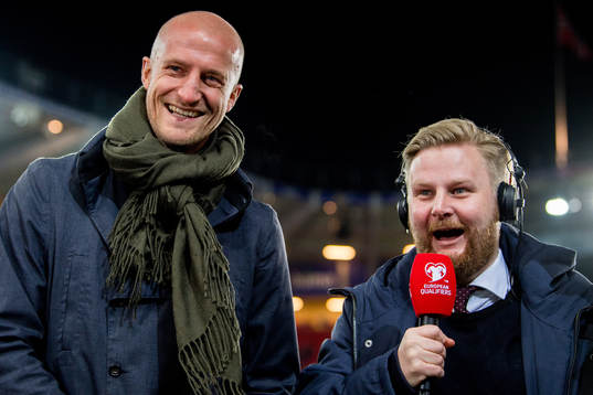 Brede Hangeland and Marius Skjelbæk of TV 2