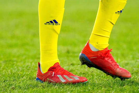 The Adidas football shoes of Robin Quaison of Sweden