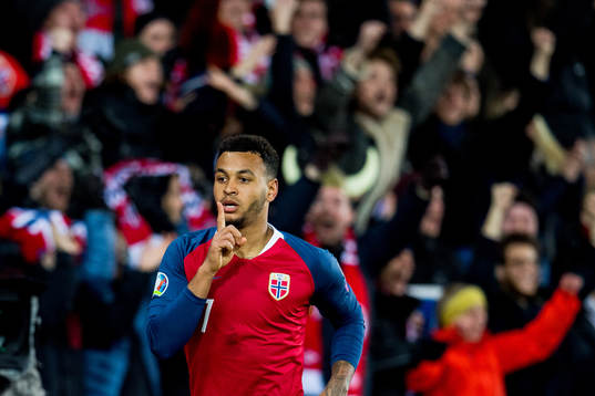 Joshua King of Norway celebrates