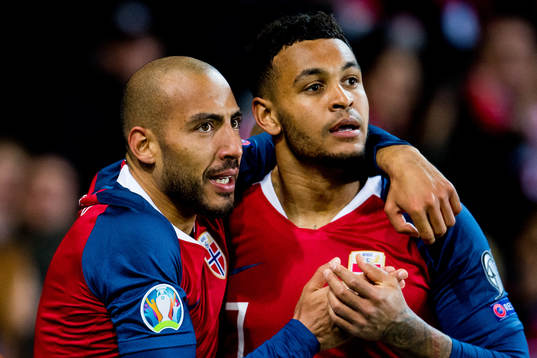 Joshua King of Norway celebrates with teammate Haitam