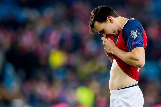 Ole Kristian Selnæs of Norway looks dejected