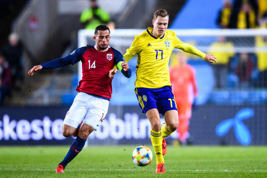 Omar Elabdellaoui of Norway and Viktor Claesson of Sweden