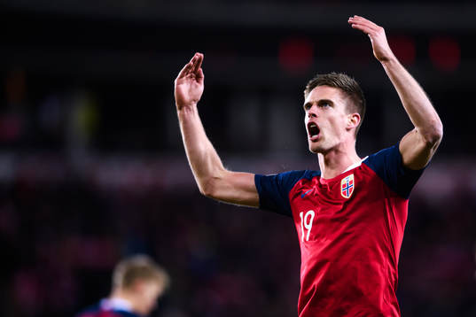Markus Henriksen of Norway celebrates the 2-0 goal
