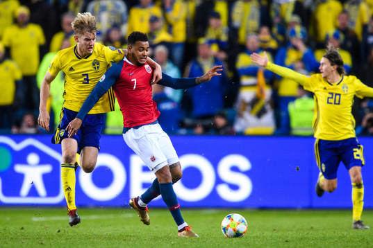 Filip Helander of Sweden and Joshua King  of Norway
