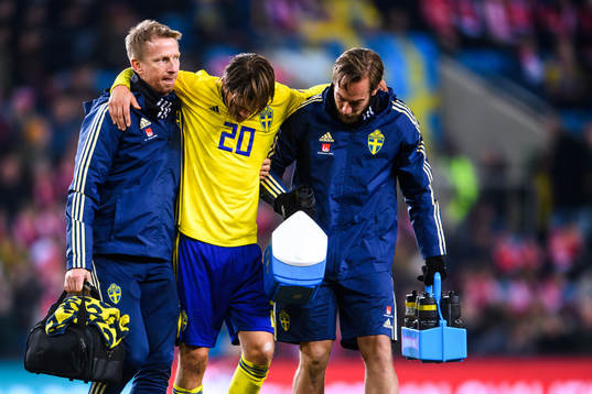 Kristoffer Olsson of Sweden in pain