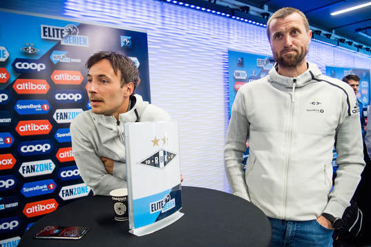 Mike Jensen of Rosenborg and Eirik Horneland, head coach of