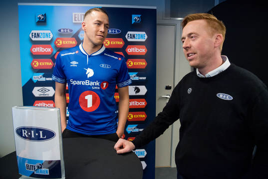 Michael Karlsen of Ranheim, and Svein Maalen, head coach of