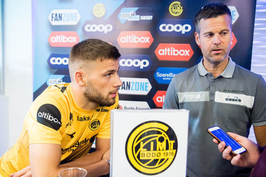 Philip Zinckernagel of Bodø/Glimt and Kjetil Knutsen, head