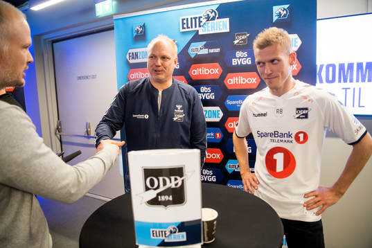 Dag-Eilev Fagermo, head coach of Odd, and Steffen Hagen of
