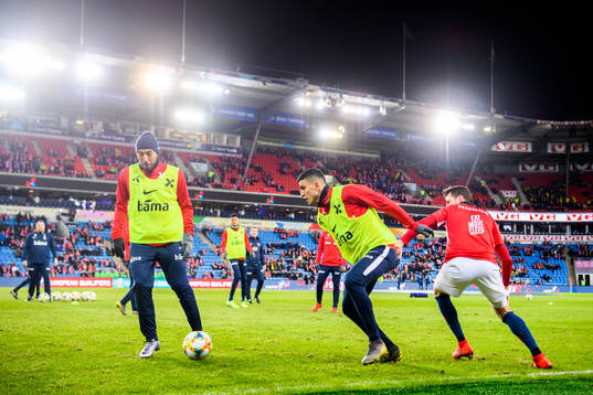 Haitam Aleesami and Mohamed Elyounoussi of Norway